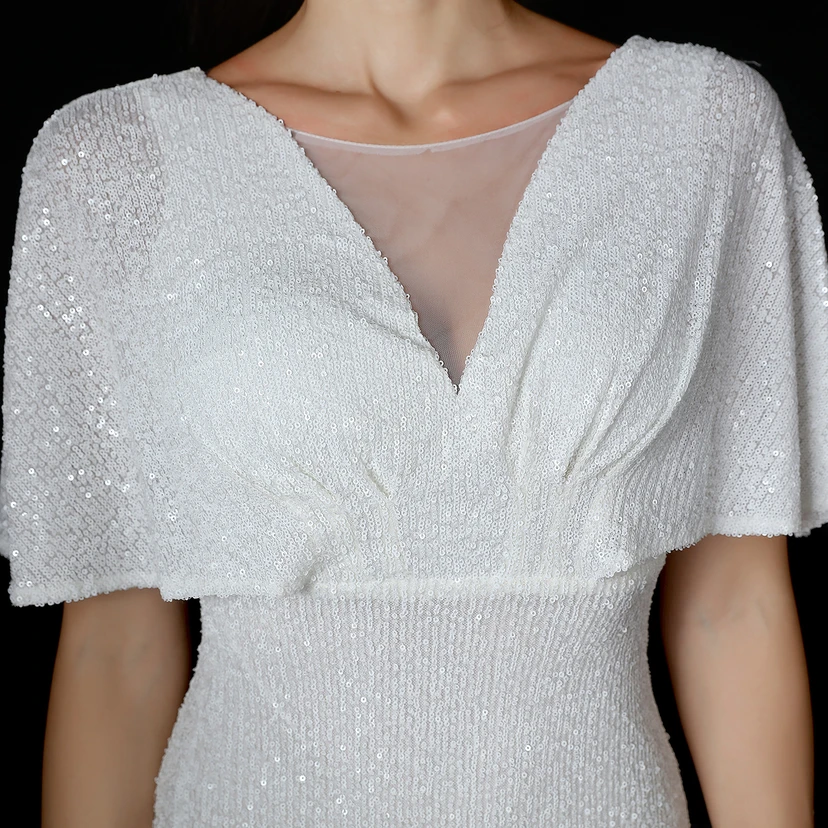 Elegantes Abendkleid mit Polyestergarn, Quasten, Pailletten und Fischschwanzsaum für Damen im Herbst view 7