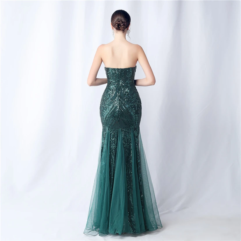 Positionierung Blumenschnitt Netz Pailletten Hochzeitsdinner Toast Party Abendkleid view 69