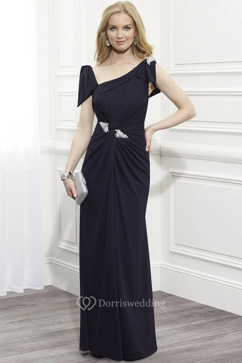 Chiffonkleid mit gerafften Flügelärmeln für die Mutter der Braut