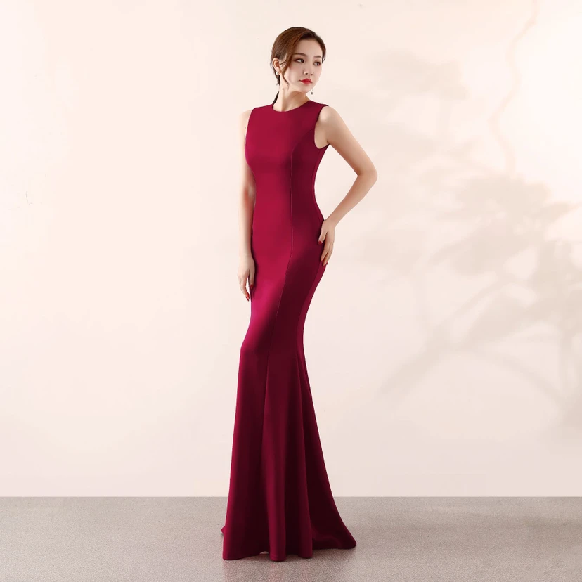 Robe de soirée élégante sirène pour mariée, longue et élégante, idéale pour un banquet ou des fiançailles. Jupe longue pour femme. view 45