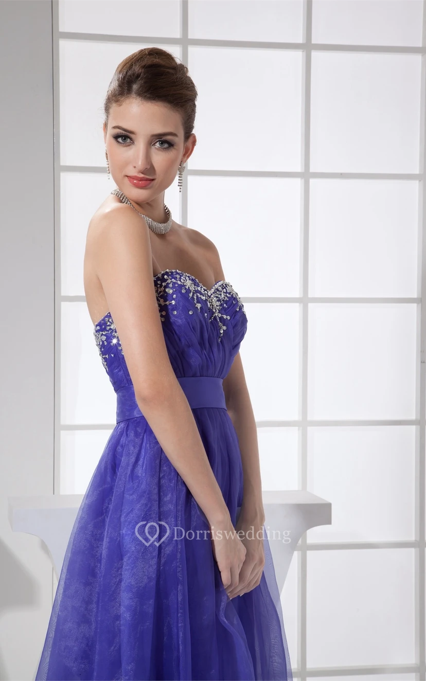 Sweetheart A-Line Criss-Cross Beading and Dress With Pleats view 6