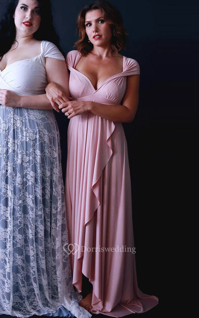 Mismatched ~ Southern Blush~ Tulip Petal Cut~ Long Octopus Infinity Wrap Gown~ Wedding Special Occasion Dress view 2