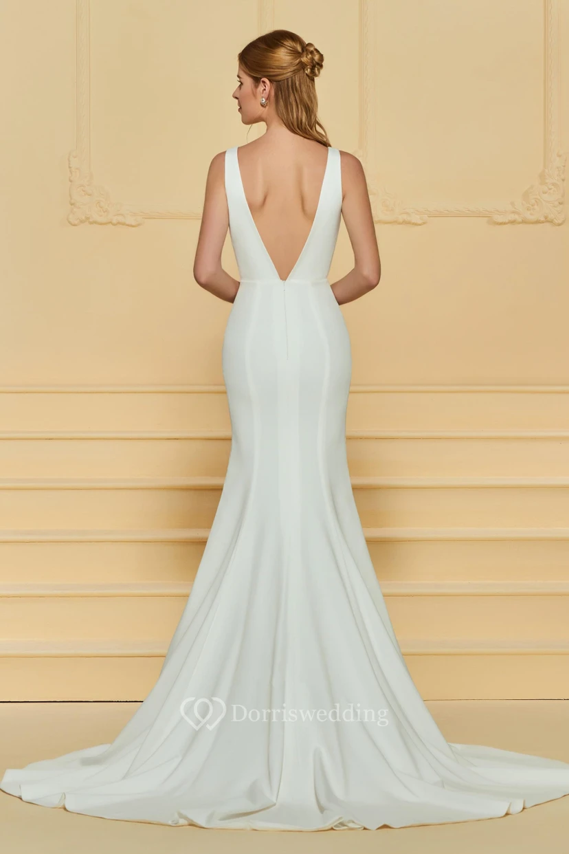 Elegant Chiffon Plunging Deep-V Back Floor-Length Dress view 2