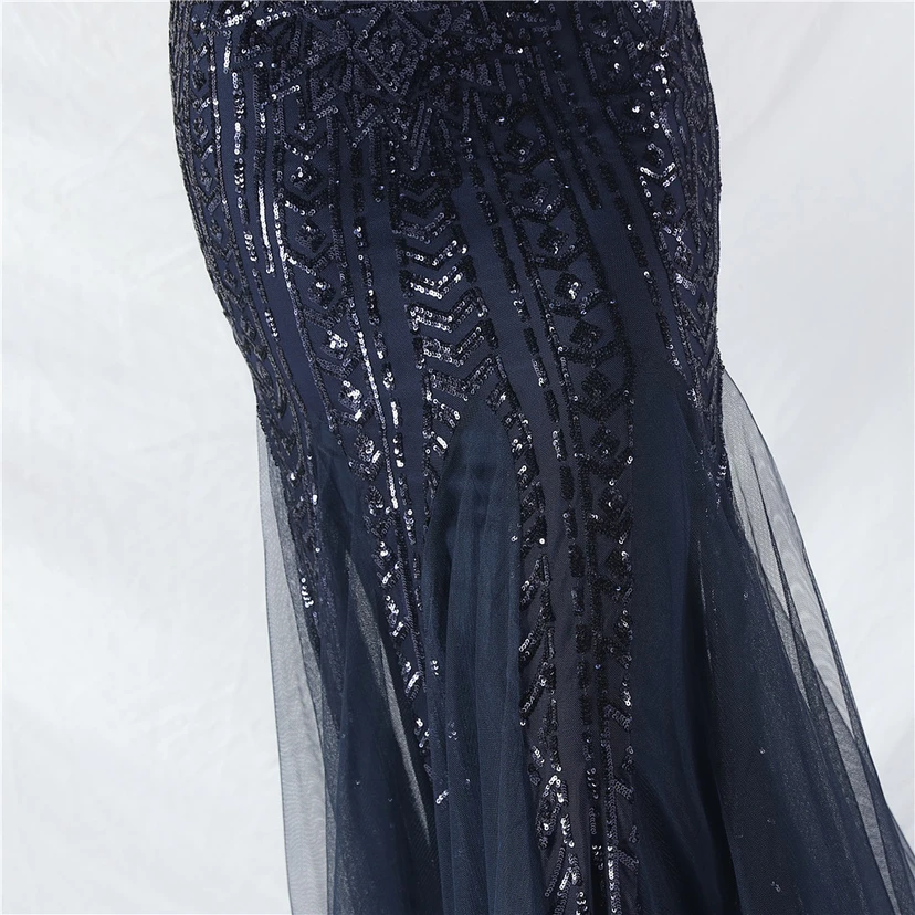 Crafted Beaded Positioning Flower Beads Splicing Mesh Gauze High-End Evening Dress view 49