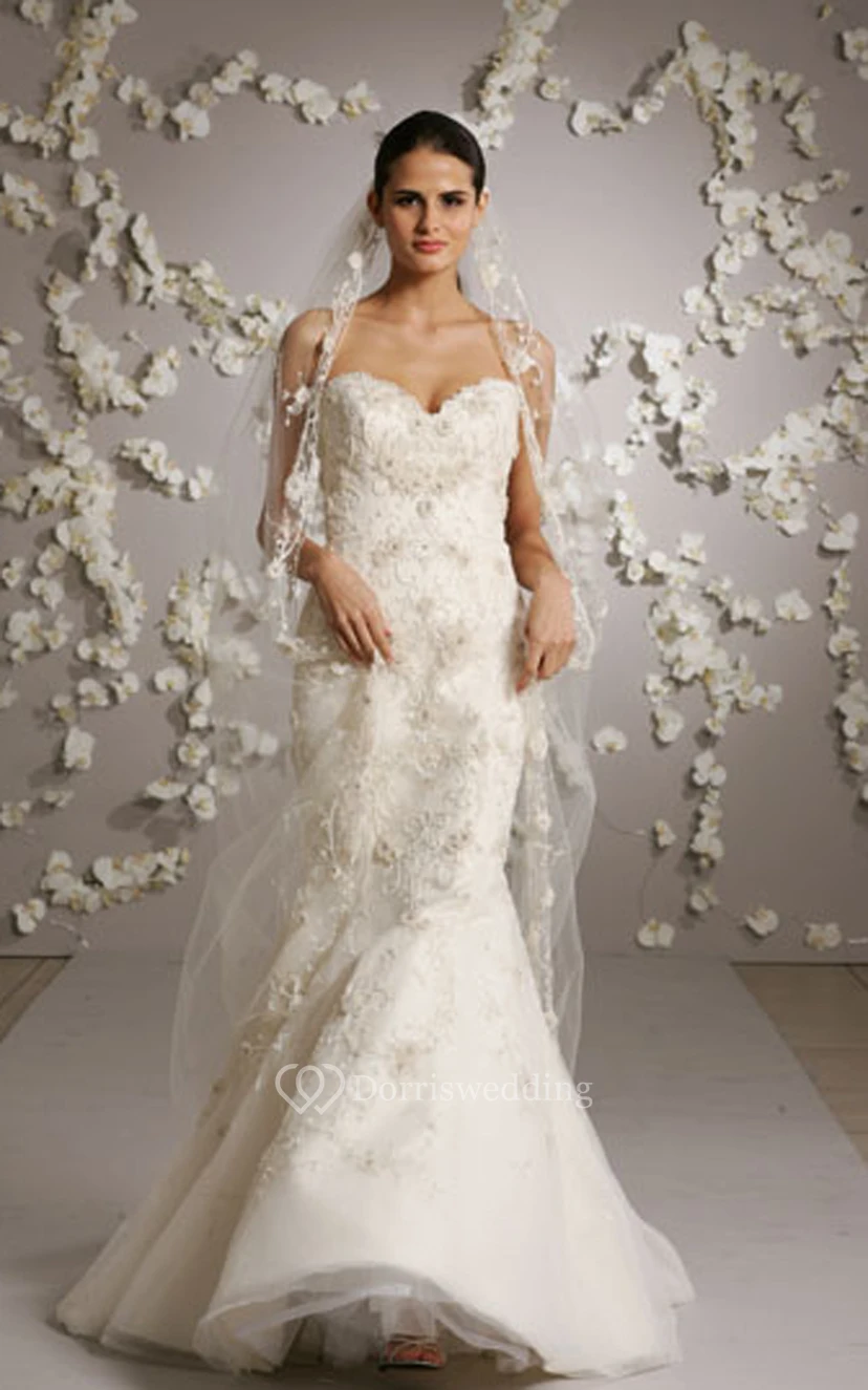 Alluring Beaded Embroidered Tulle Dress With Sweetheart Neckline view 2
