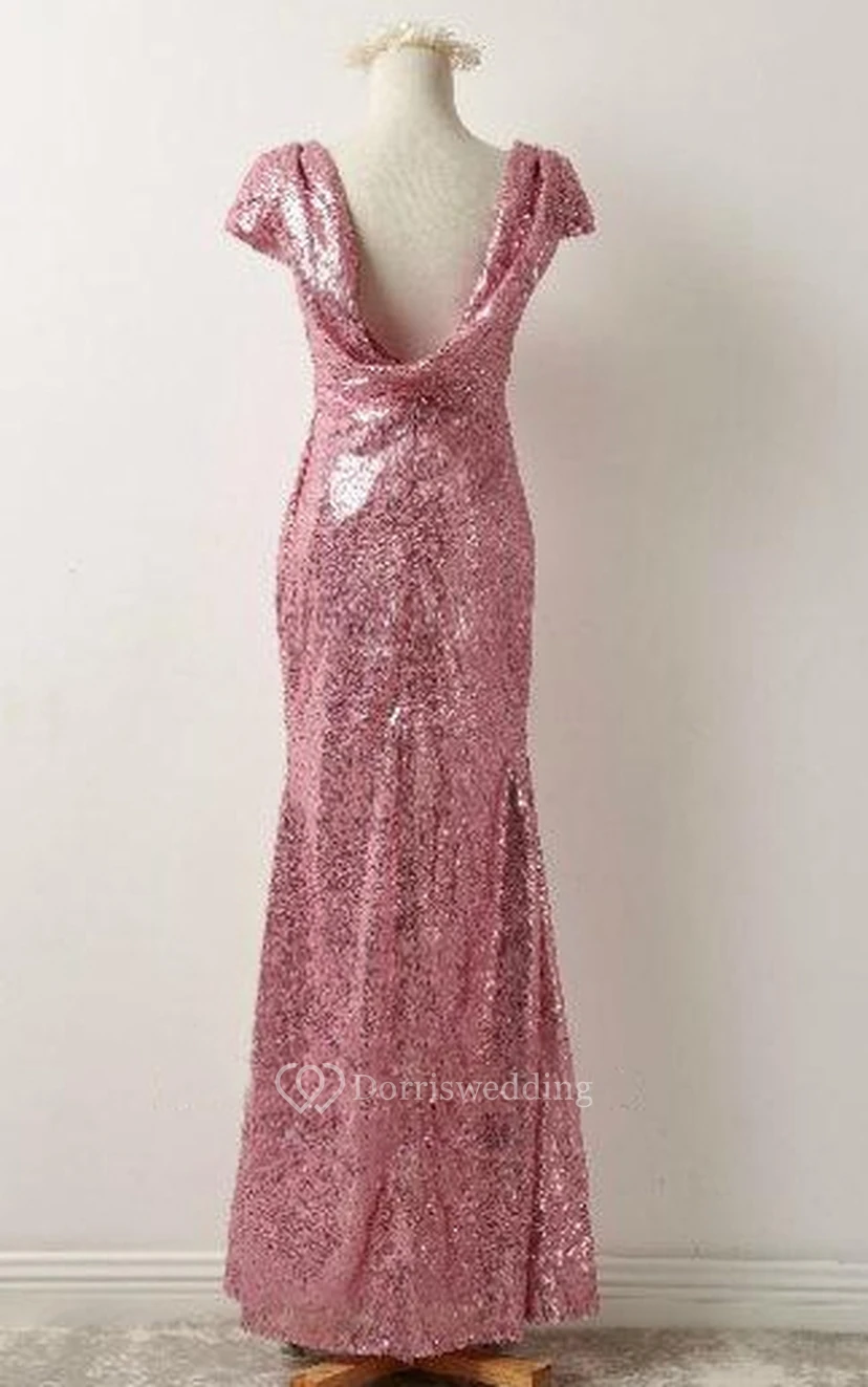 Rose Gold Sequin Prom Bridesmaid Short Sleeve Rose Gold Sequin Sexy Formal Elegant Evening Petit Bonheur Dress view 2