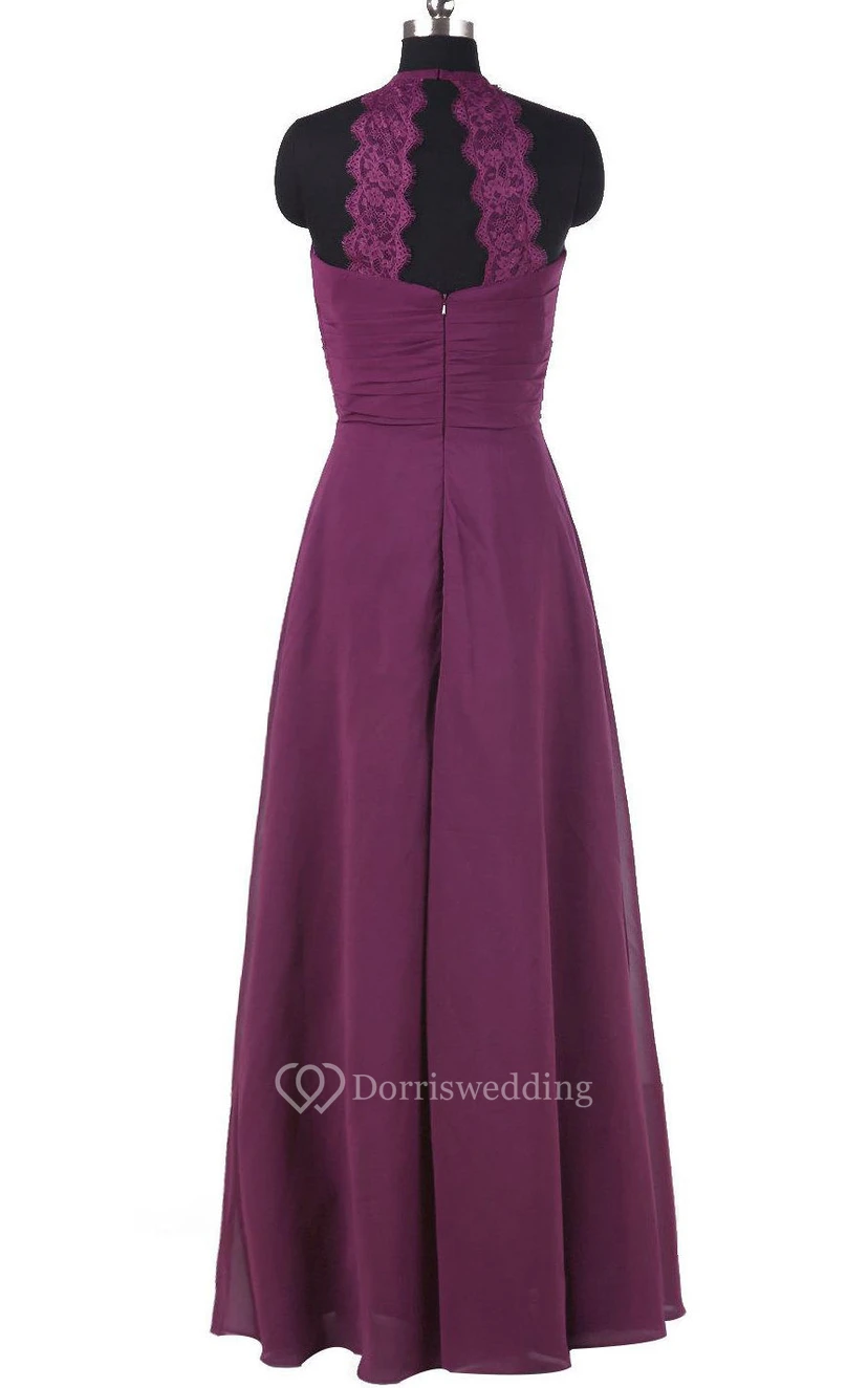 Floor-length Halter Chiffon Dress view 2