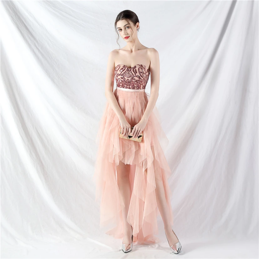 Kleid mit positionierten Blumenperlen und gespleißtem Netzstoff view 23