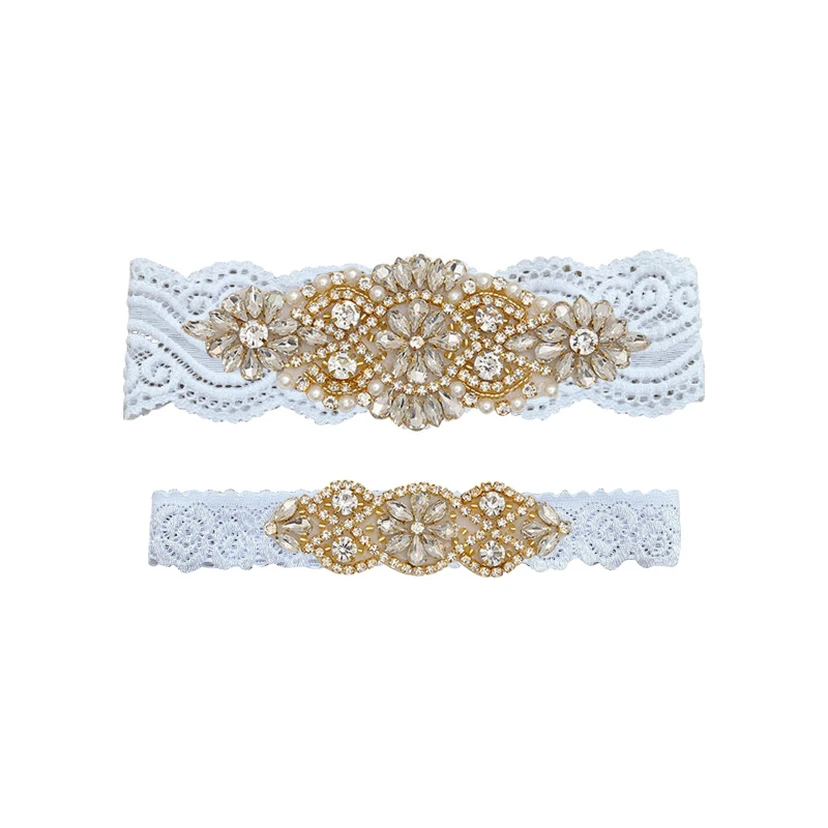 Latest Rhinestone Beaded Double Garters view 4
