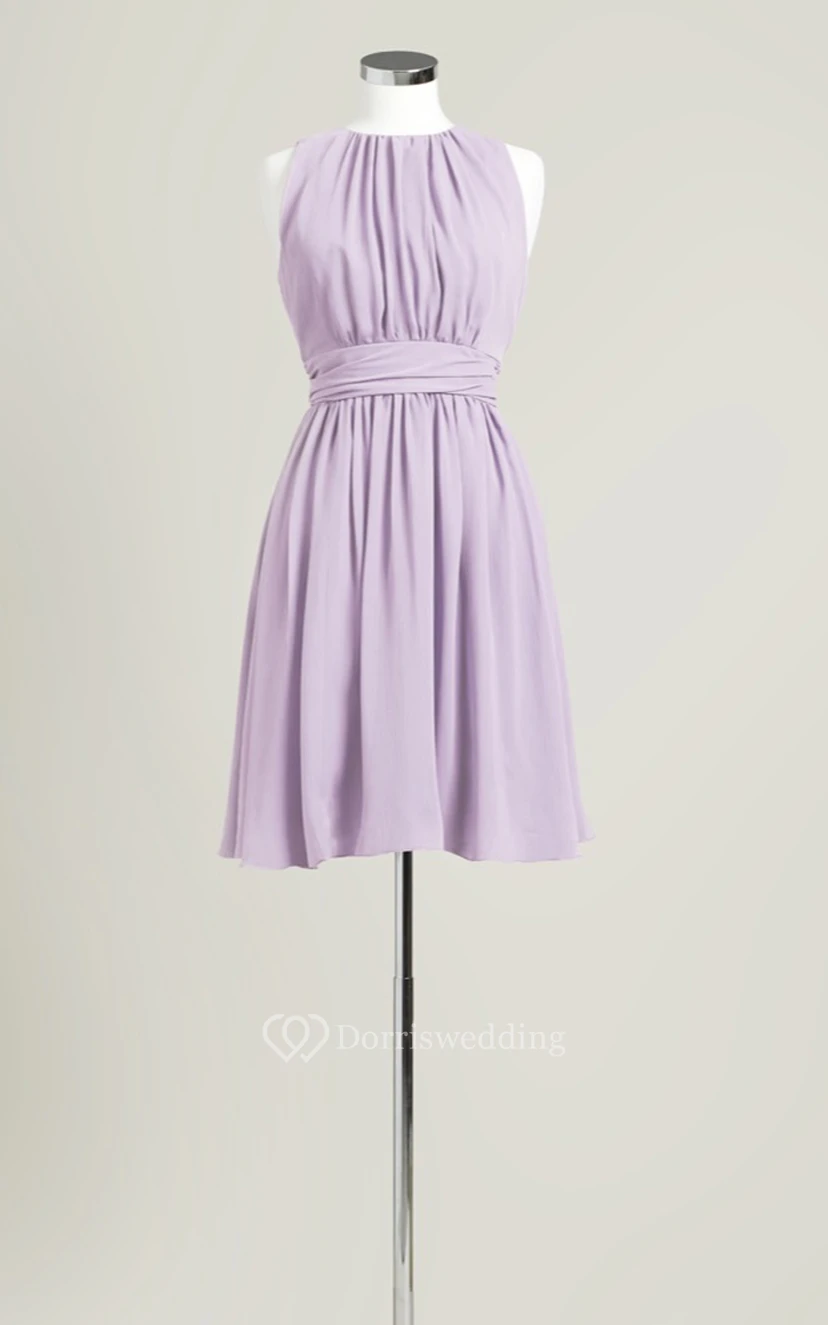 Sleeveless A-Line Short Dress With Jewel Neck view 18