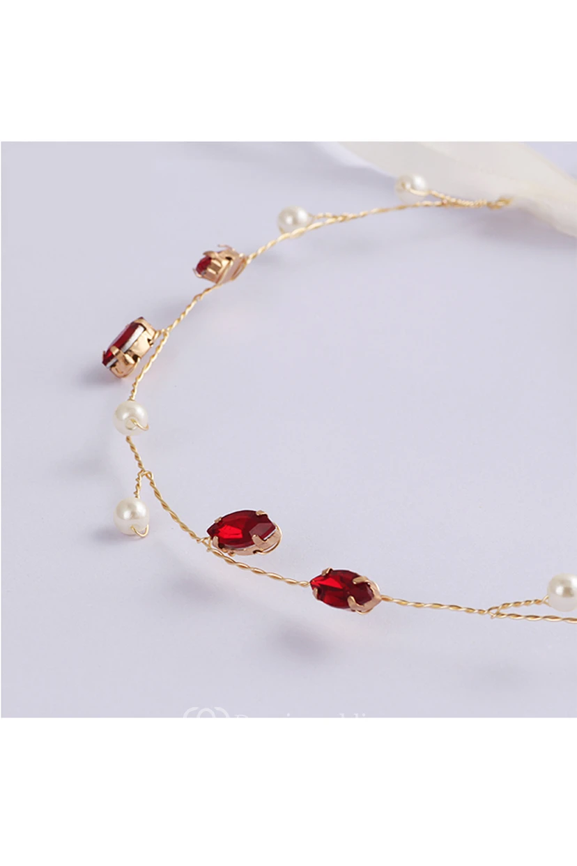 Western Style Hand-Woven Baroque Diamond Bridal Hairband view 2