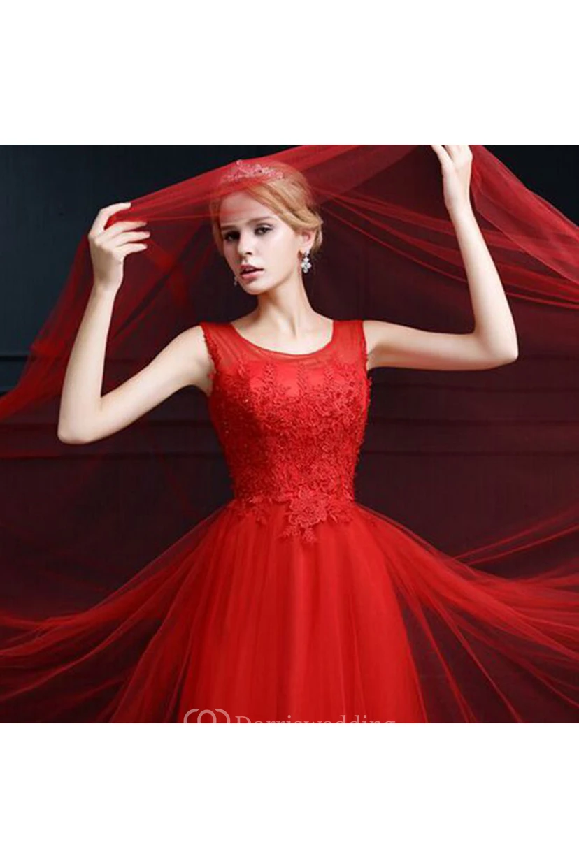 Long Black Red Soft Net Solid Color Bare Tulle view 2