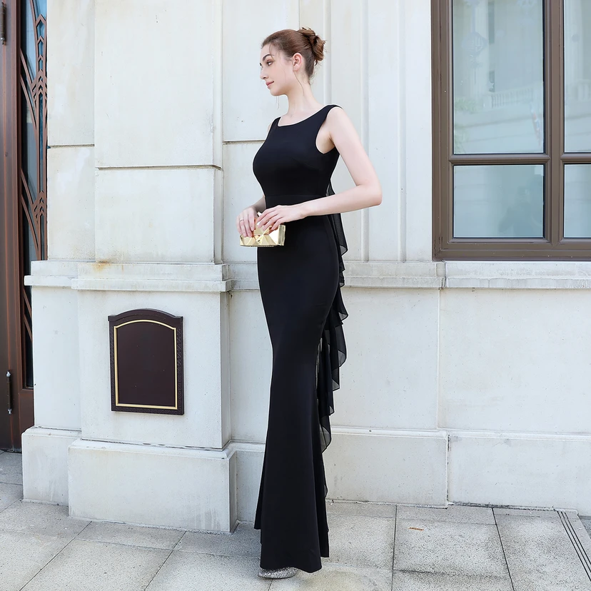 Abendkleid für die Braut, lang, ärmellos, rot, mit schmalem Meerjungfrauenschnitt, geeignet für Dankesbankette, Hochzeitsfeiern, Auto-Modelltreffen und Ausstellungen view 37