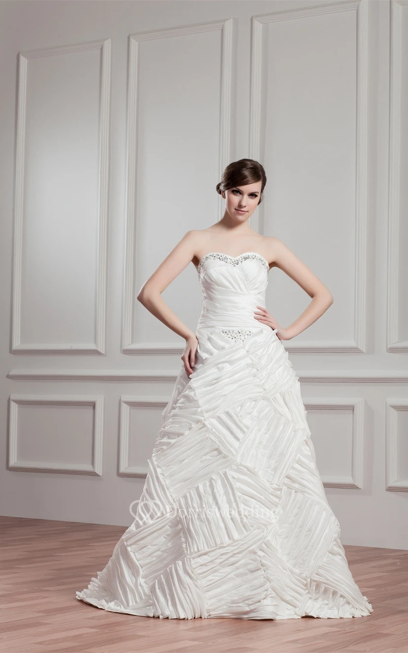 Sweetheart A-Line Ruched Gown With Stress