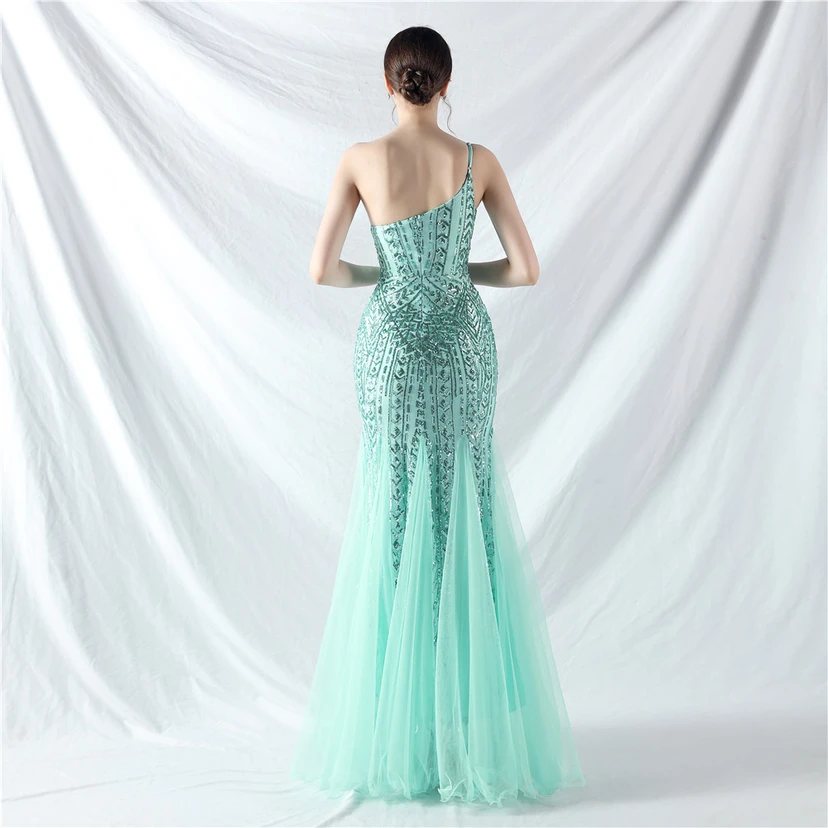 Crafted Beaded Positioning Flower Beads Splicing Mesh Gauze High-End Evening Dress view 83