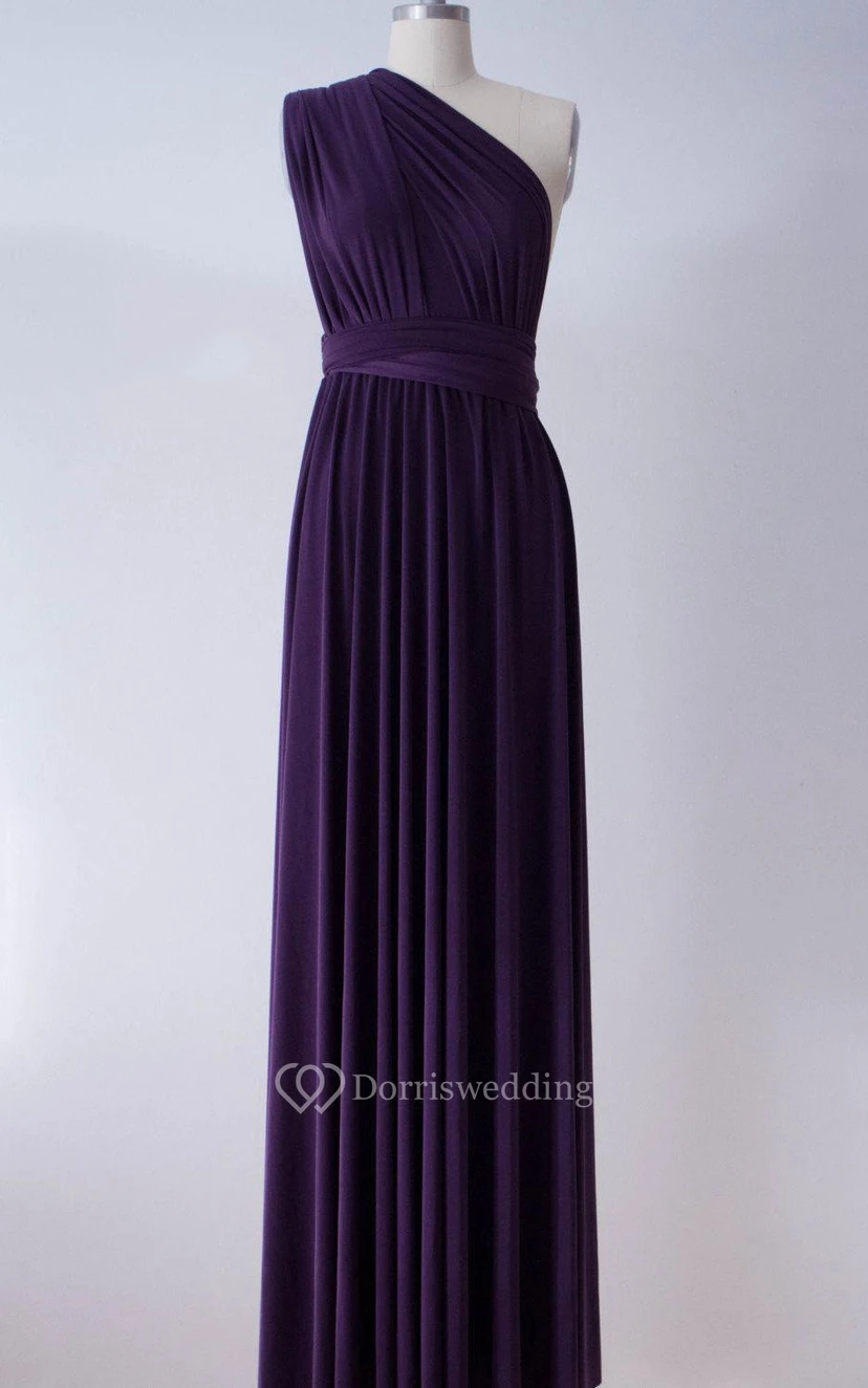 Purple Floor-length Jersey Dress view 3