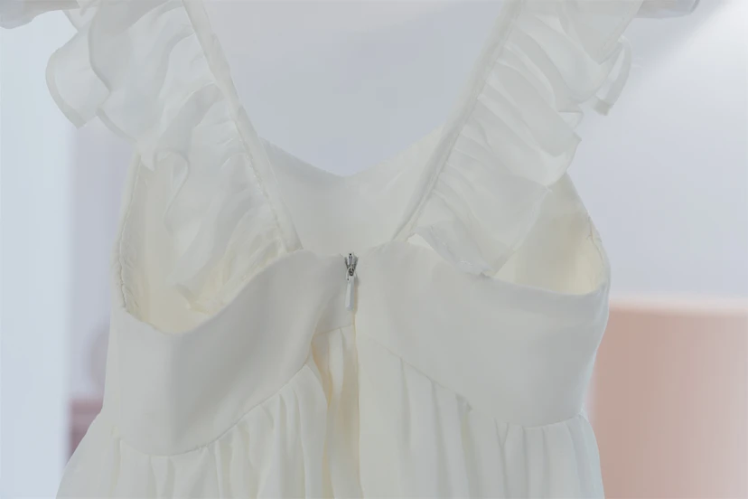 Simple Chiffon Short Communion Cap Flowergirl Dress view 9