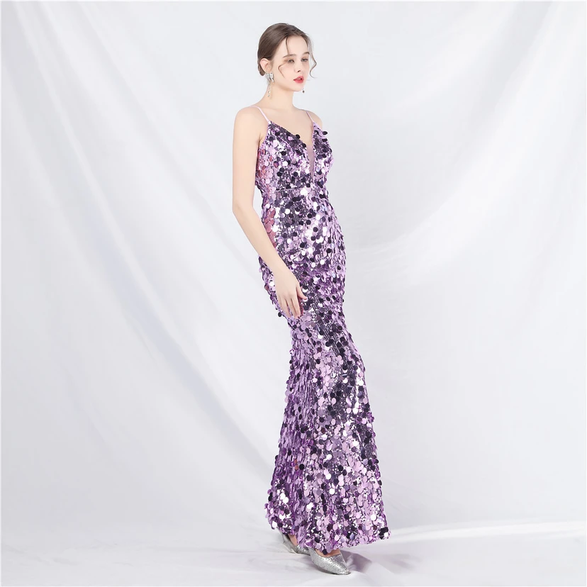 Robe de soirée longue à bretelles haut de gamme view 43