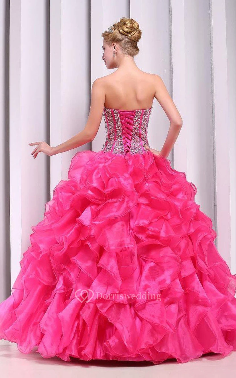 Chic Sweetheart Ball Gown With Ruffles and Beadings view 6
