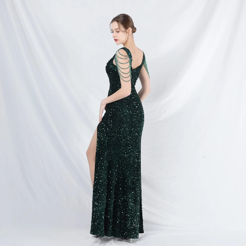 Ladies And Celebrities Formal Occasions Velvet-Bottomed Hand-Beaded Long Evening Dress view 51