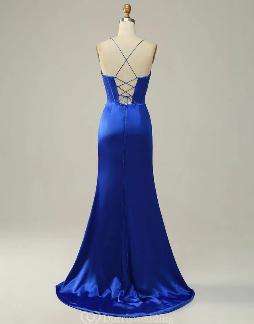 Spaghettiträgerkleid mit Raffungen vorne und Schlitz, schlichtes Etuikleid view 4