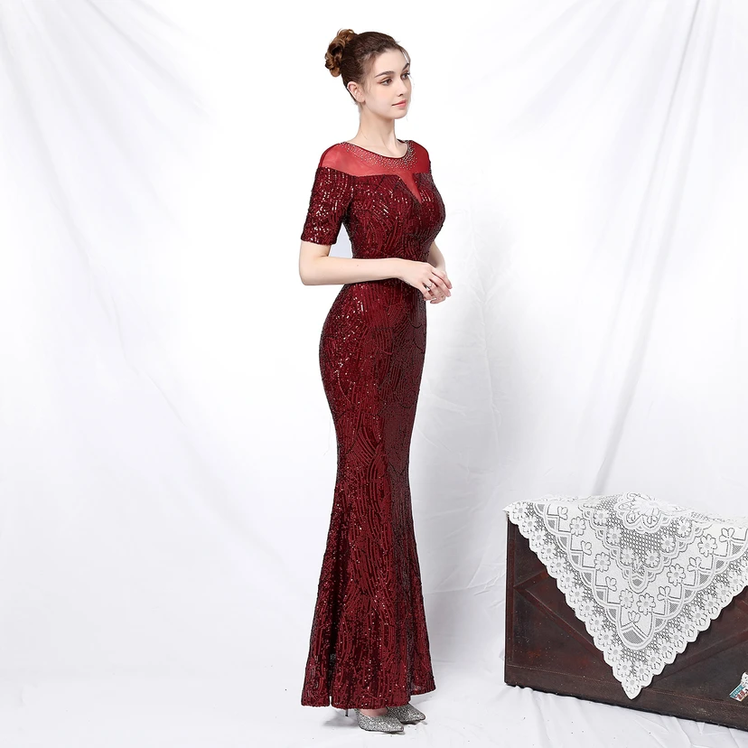 Elegantes, langärmeliges Paillettenkleid im Meerjungfrauenstil mit Meerjungfrauenschnitt – ein echter Hingucker! view 14