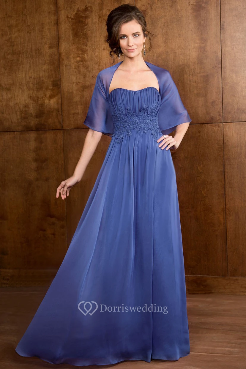 Sweetheart A-Line Long Mother Of The Bride Dress With Pleats And Appliques