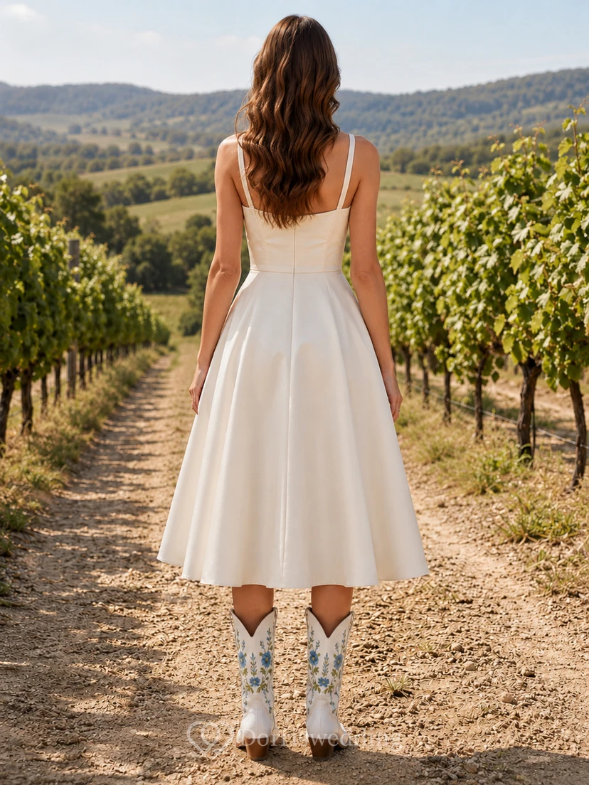 Robe de mariée bohème de maternité, bustier en dentelle épaules dénudées, jupe en tulle à volants view 2