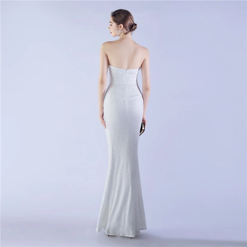 Ostrich Feather Plus Folding And Wrinkling Technology Host Dinner High-End Evening Dress view 51