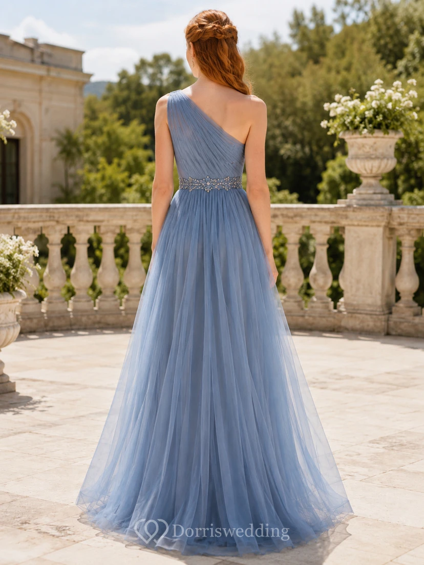 Sky Blue V-Neck Tulle A-Line Formal Dress view 2