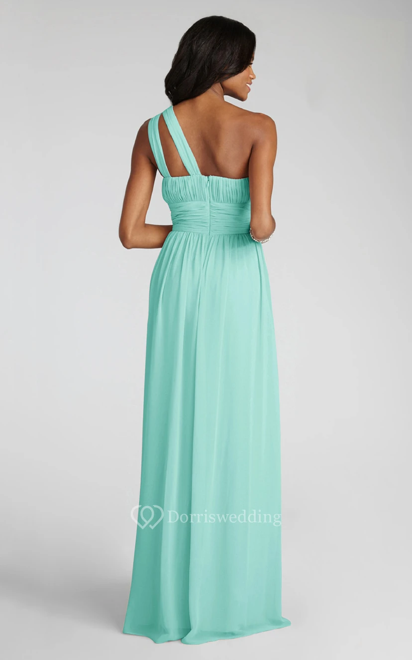 Long-Chiffon Modern One-Shoulder Dress With Ruching view 24