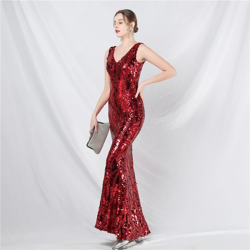 Robe de soirée longue à sequins irisés, nouvelle création view 52