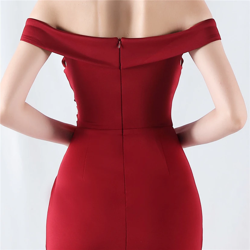 Robe de soirée classique asymétrique en satin à queue de poisson view 17