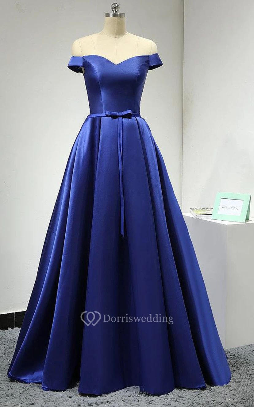 Off-the-shoulder Satin Dress