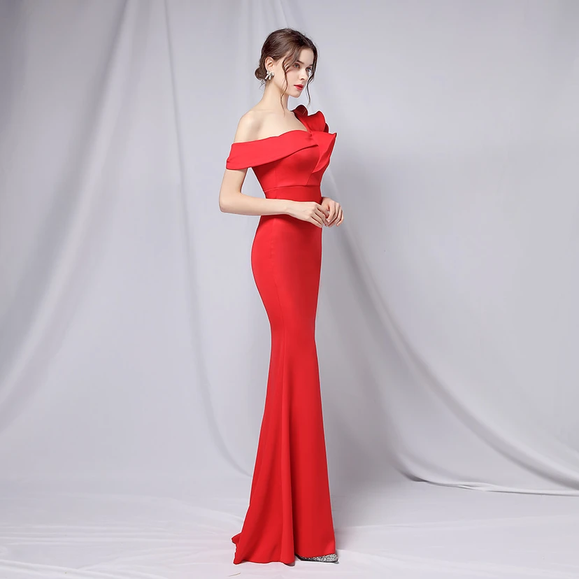 Sechsfarbiges, einseitig schulterfreies Abendkleid für festliche Anlässe, langes, elegantes, figurbetontes und sexy Meerjungfrauenkleid view 33