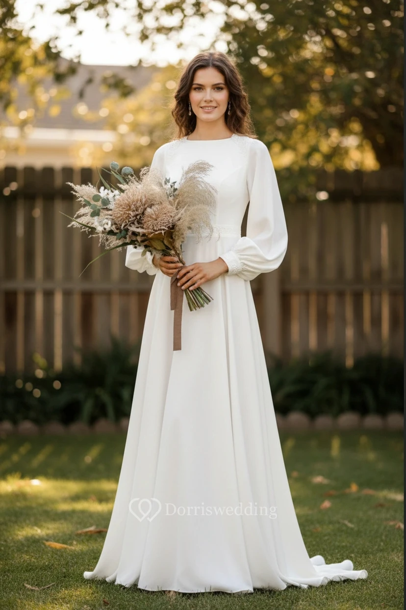 Robe de mariée sophistiquée en dentelle à col montant video preview