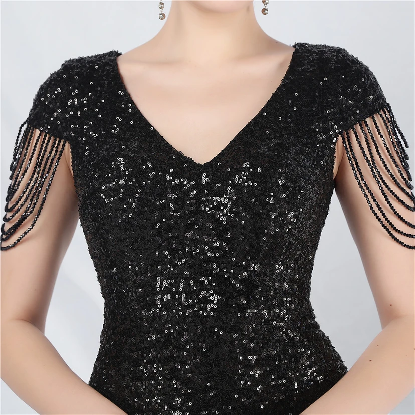 A-Line Big Swing Dress Craft Sequined Long A-Line Evening Dress view 47
