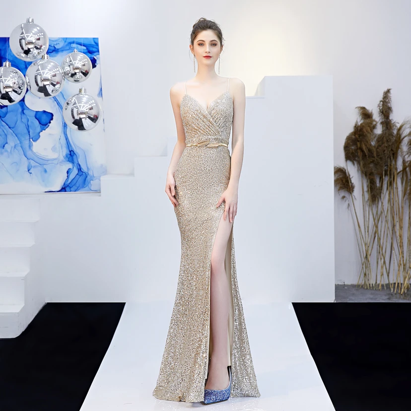 Märchenhaftes, verträumtes Promi-Party-, sexy, langes, schlankes Abendkleid mit Meerjungfrauenschnitt view 38