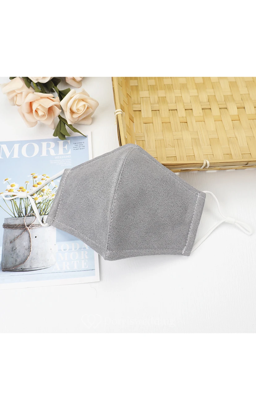 Non-medicial Faux Suede Pure Color Thick Cotton Washable Face Mask In 5 Colors view 6