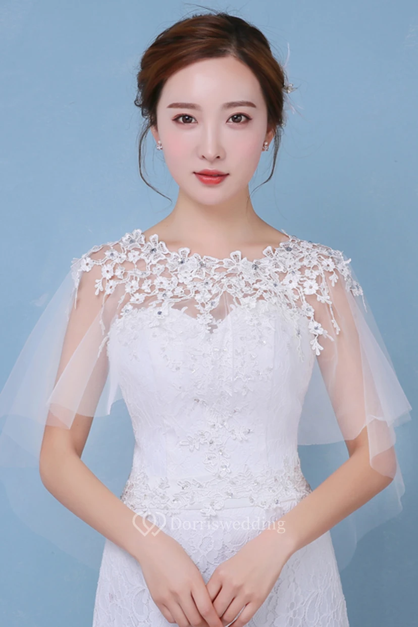 New Lace Diamond Spring Summer Cloak Round Neck White Shawl
