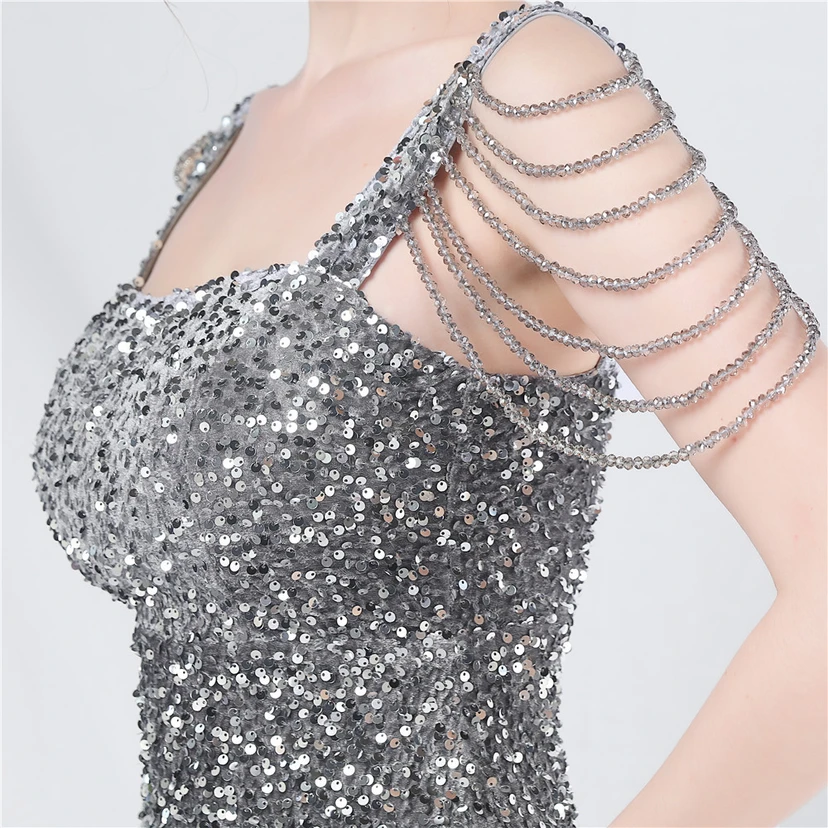 Craft Sequined Velvet Bottom Imitation Handmade Fantasy Sequin Evening Dress Daily Mini Dress view 50
