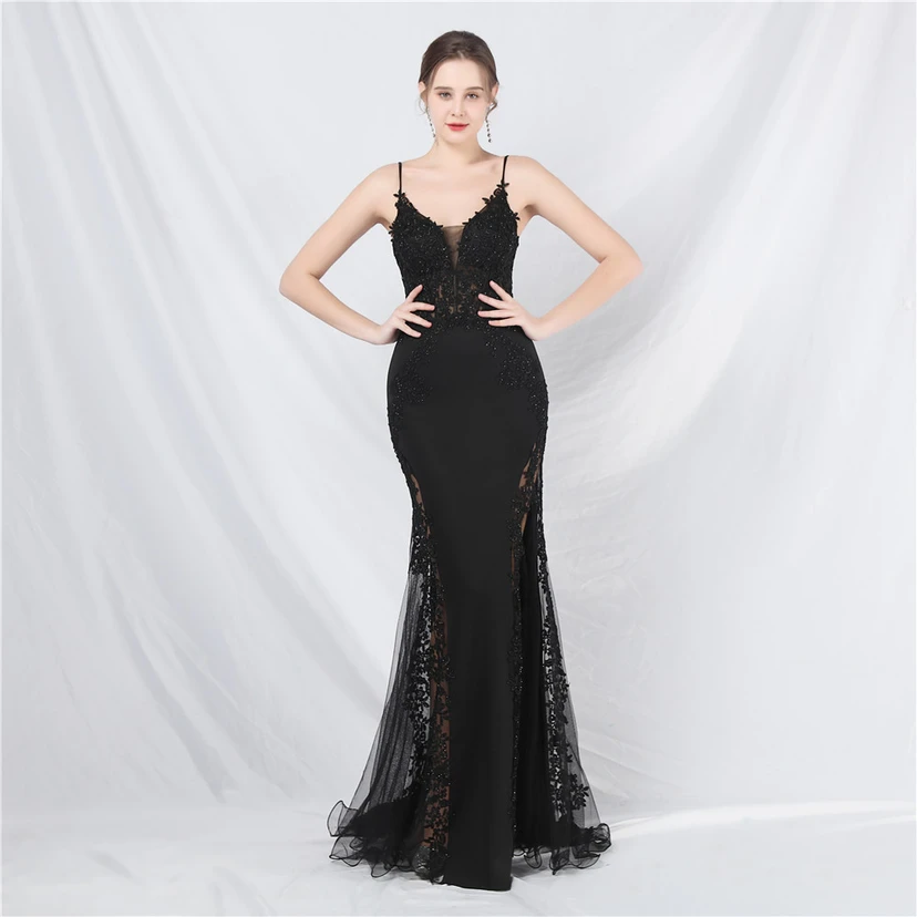 Spitzen-Abendkleid mit heißer Diamant- und Fischgrätenmuster-Weste, tiefem Taillenausschnitt, schulterfreiem Design und kurzer Schleppe view 46