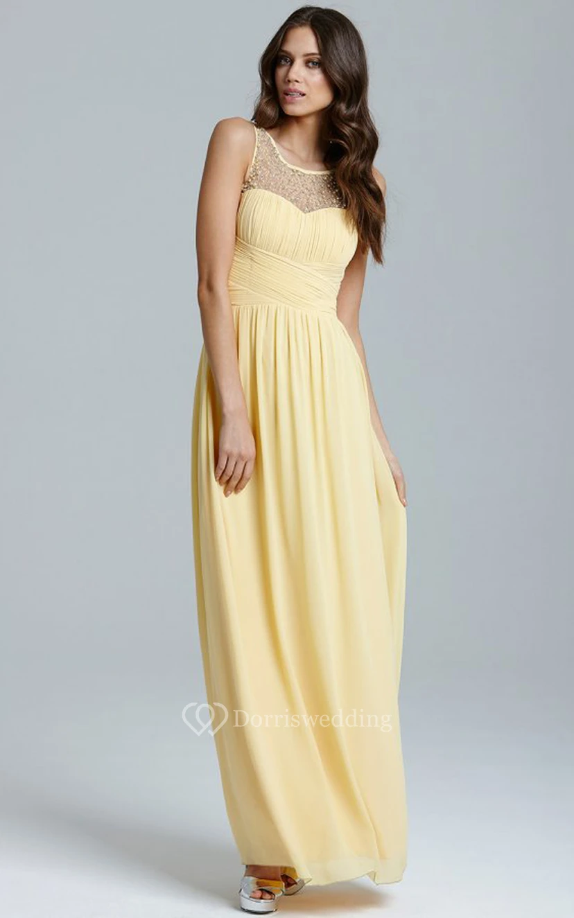 Scoop Neckline Modest A-Line Gown With Squared Back view 25