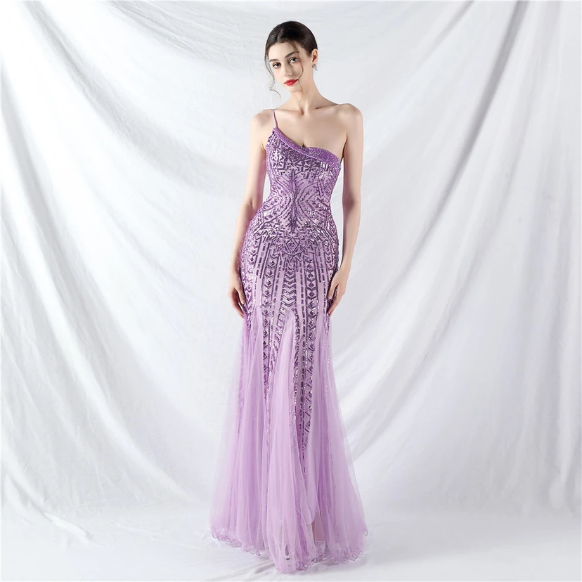 Crafted Beaded Positioning Flower Beads Splicing Mesh Gauze High-End Evening Dress view 11