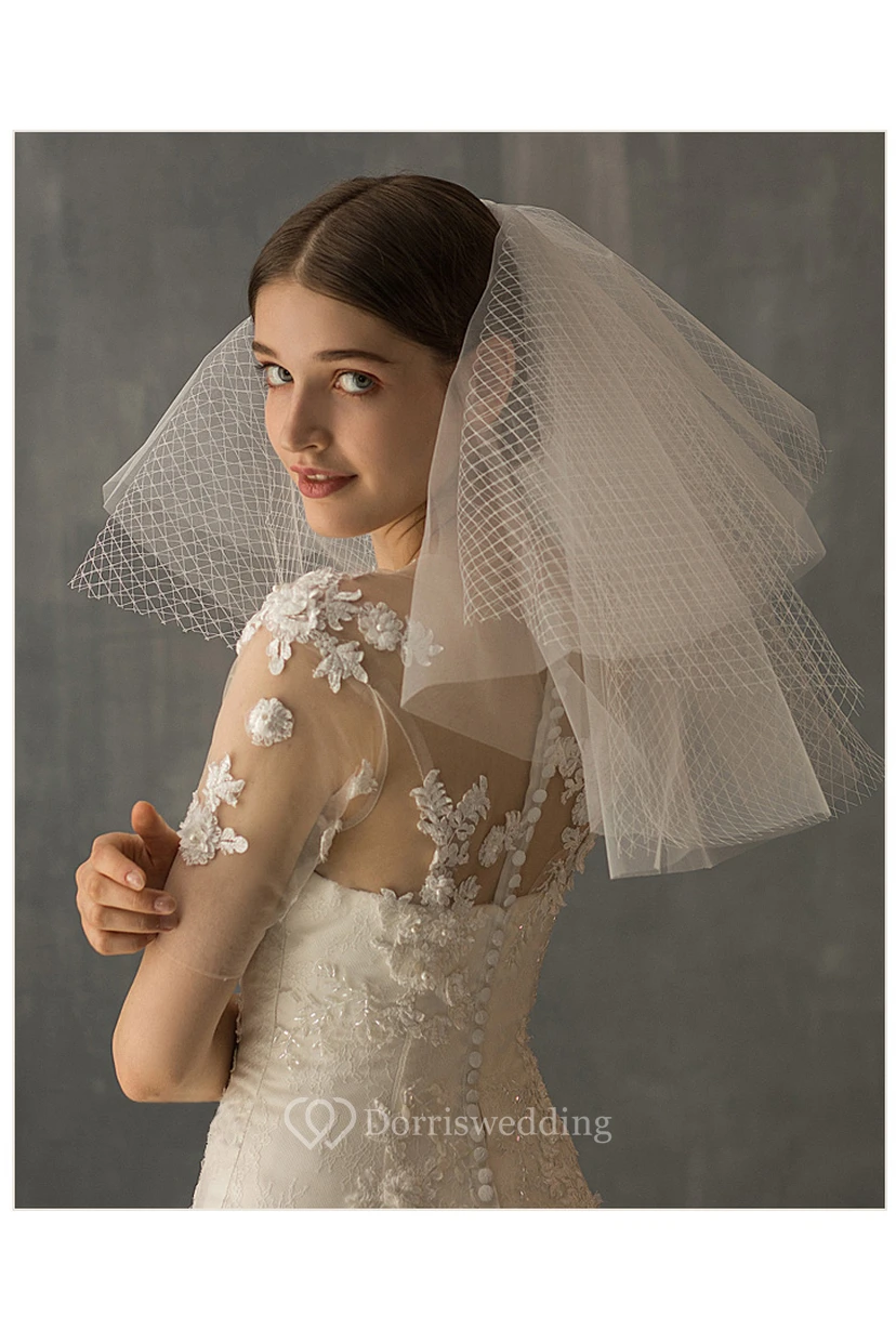Chic White Two Layer Tulle Shoulder Veil
