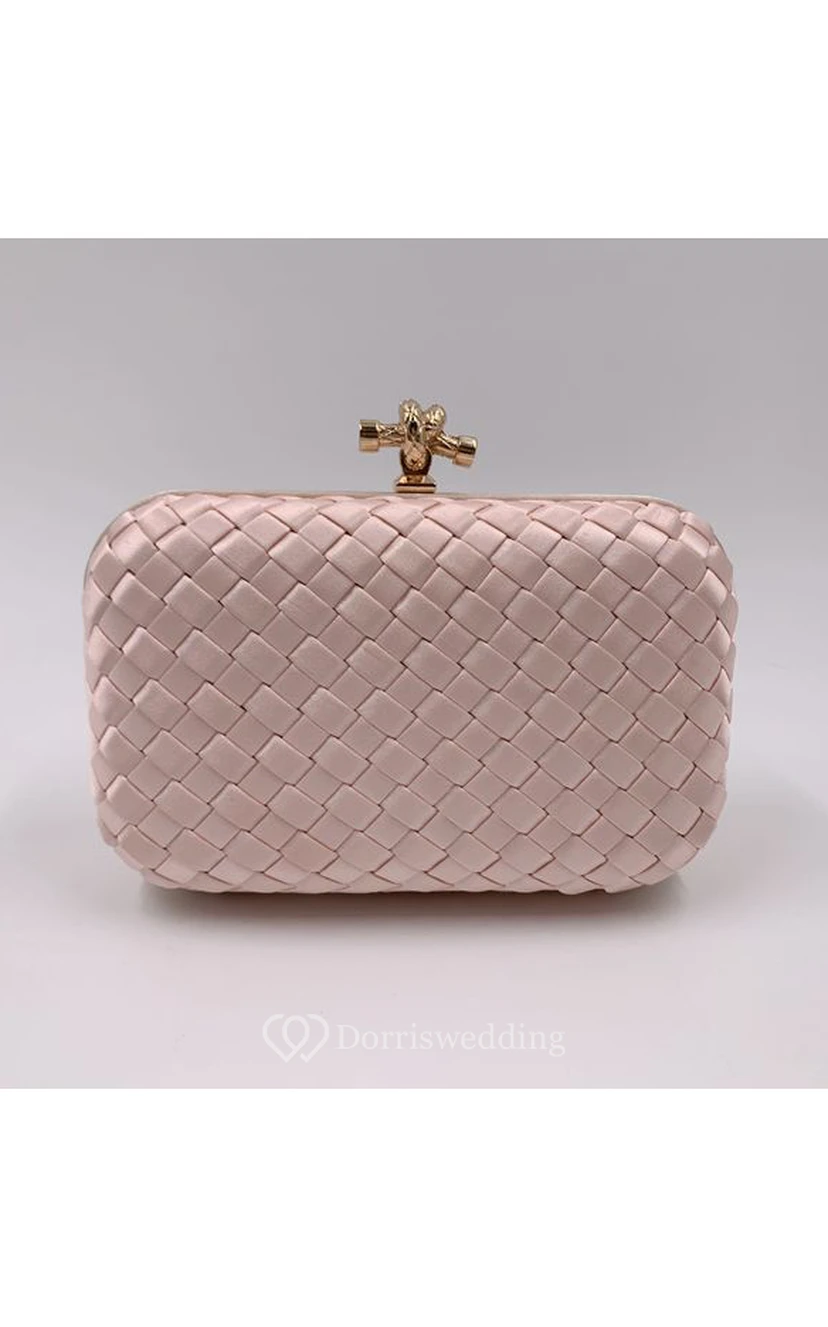 Woven Satin Clutch with Top Clasp view 9