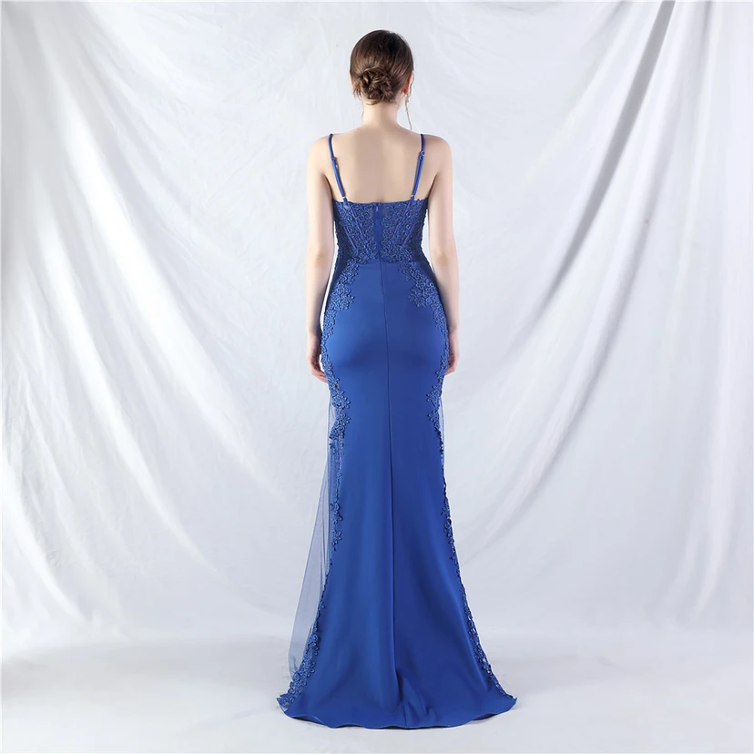 Spitzen-Abendkleid mit heißer Diamant- und Fischgrätenmuster-Weste, tiefem Taillenausschnitt, schulterfreiem Design und kurzer Schleppe view 15