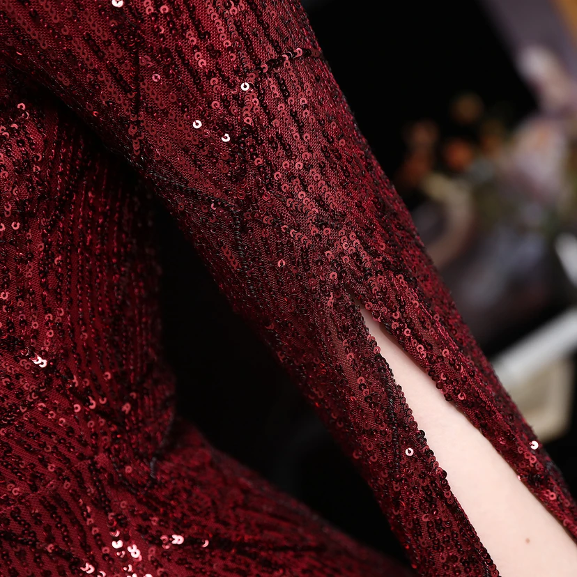 Robe de soirée élégante à sequins, longue, cintrée et sirène, idéale pour les réceptions et les célébrités. view 36