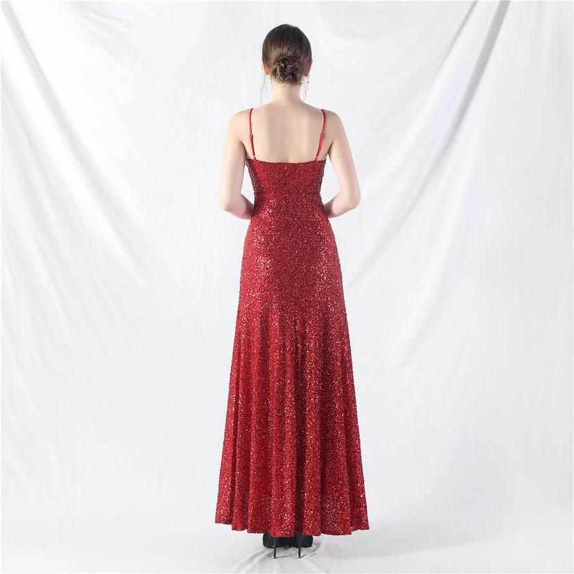 Robe longue trapèze évasée à paillettes, modèle phare du quotidien view 15