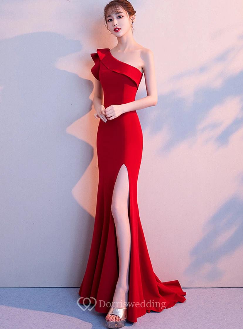 Vestido de noche para mujer, estilo banquete, Chen Qixiong, rojo, largo, elegante y sofisticado, con falda de cola de pez ajustada. view 12